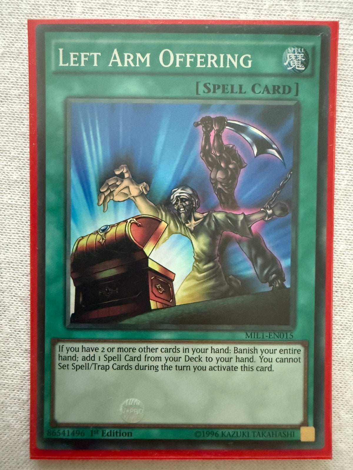 Left Arm Offering yugioh Super Rare, Ophalen of Verzenden, Nieuw, Losse kaart, Foil