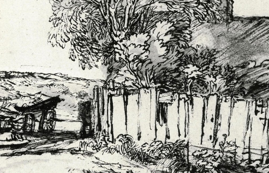 Huisje met houten omheining tussen bomen Rembrandt, Ophalen of Verzenden, 1960 tot 1980, Ongelopen, Cultuur en Media