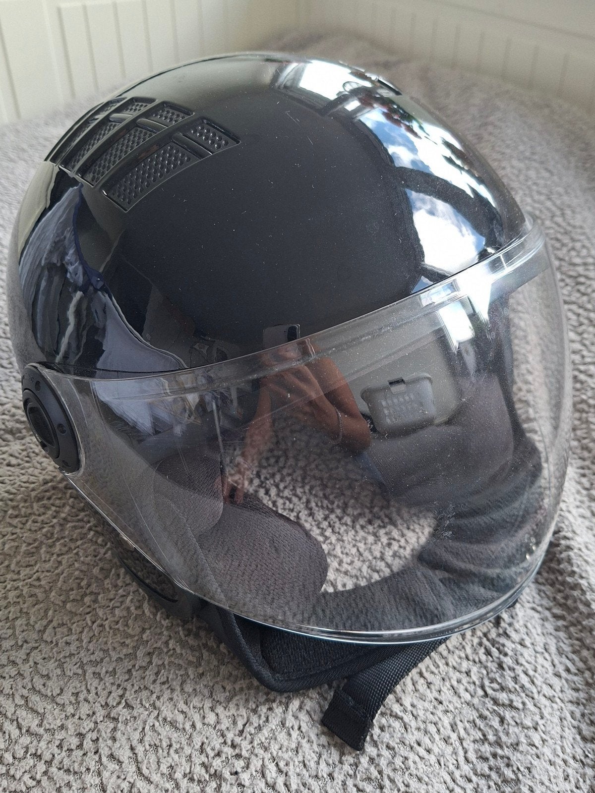 Vinz Scooterhelm / Motorhelm Maat S (55-56) Zwart, Fietsen en Brommers, Ophalen of Verzenden, Zo goed als nieuw, Small, Vinz