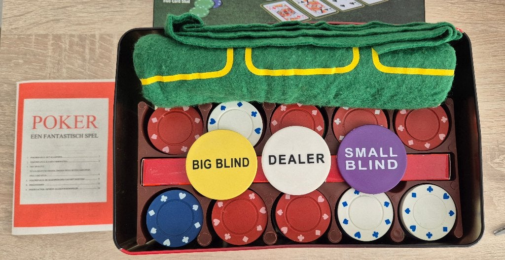 Pokerset met speelkleed, Hobby en Vrije tijd, Ophalen of Verzenden, Gebruikt