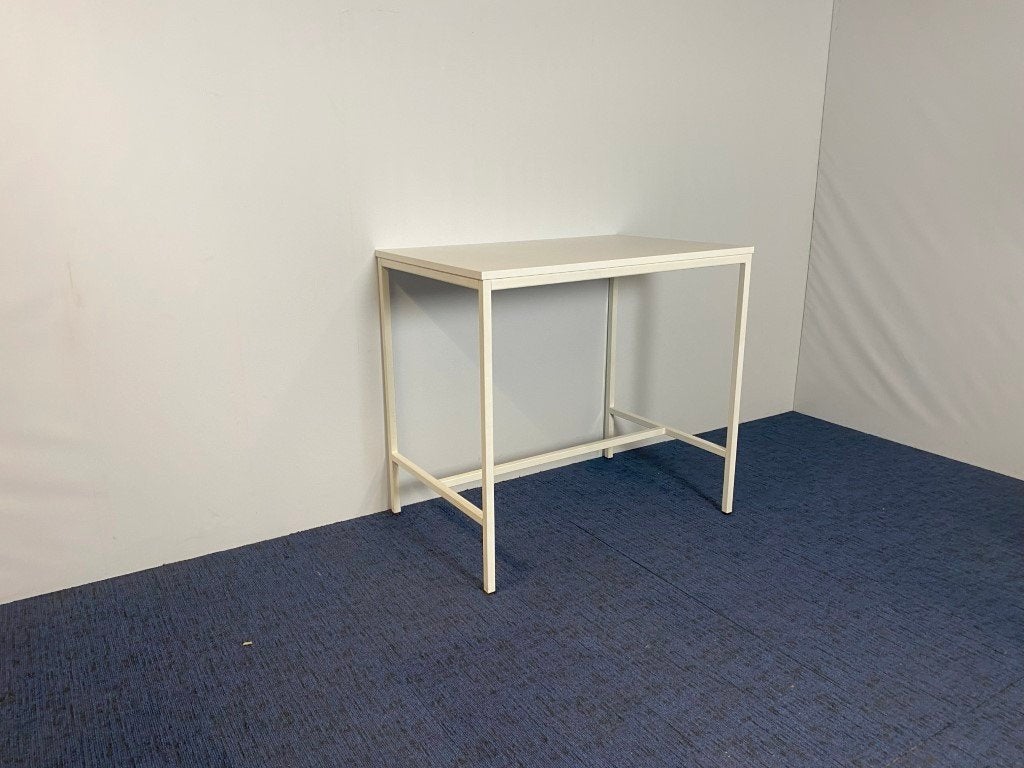 Hoge vergadertafel, wit blad, wit frame, 120 x 80 cm., Ophalen, Gebruikt
