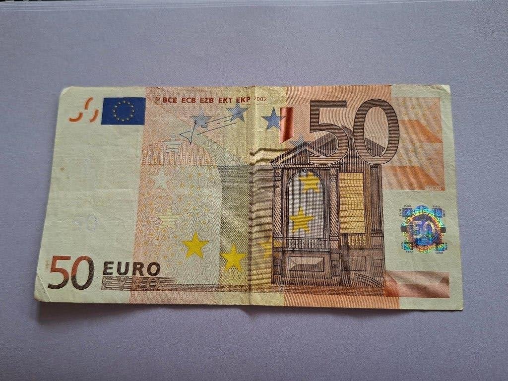 2002 Italië 50 euro oude serie Trichet code J058, Postzegels en Munten, Bankbiljetten | Europa | Eurobiljetten, Verzenden, Italië
