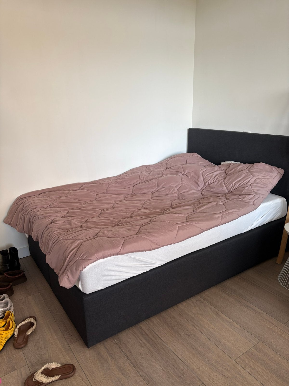 Leenbakker boxspring zwart 160x200 met topper, Ophalen, Zwart, Tweepersoons, Zo goed als nieuw