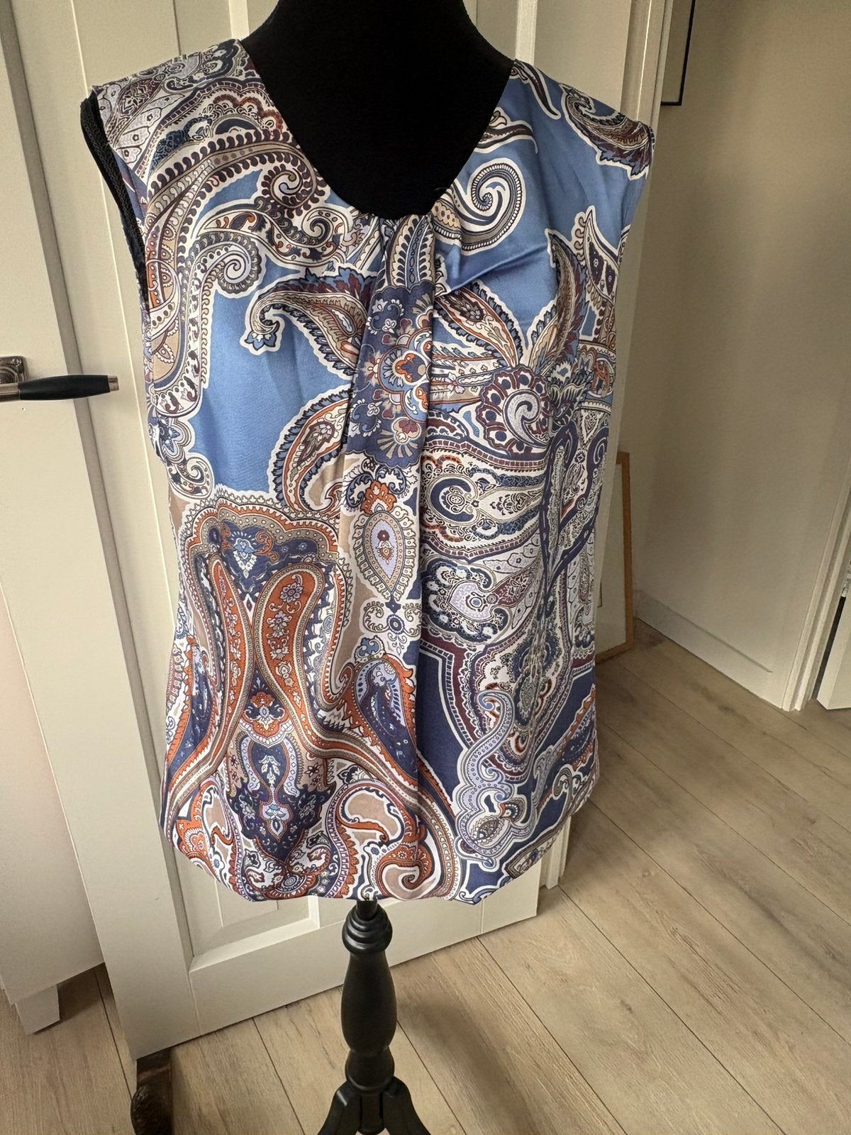 Purdey vdMark 42 L paisley zomer top korenblauw zgn, Blauw, Maat 42/44 (L), Ophalen of Verzenden, Zo goed als nieuw