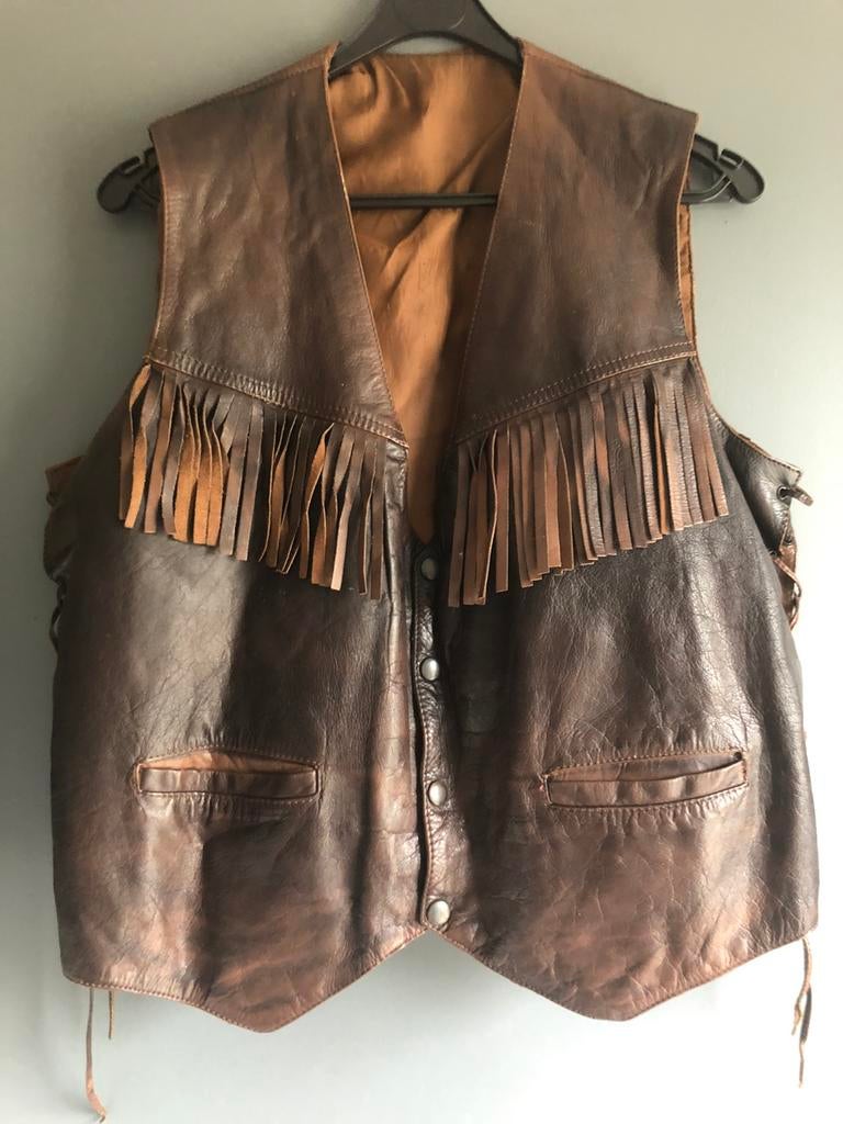 Vintage leren  H.D dames motorhesje in western stijl, Motoren, Ophalen of Verzenden, Tweedehands, Dames, Overige typen