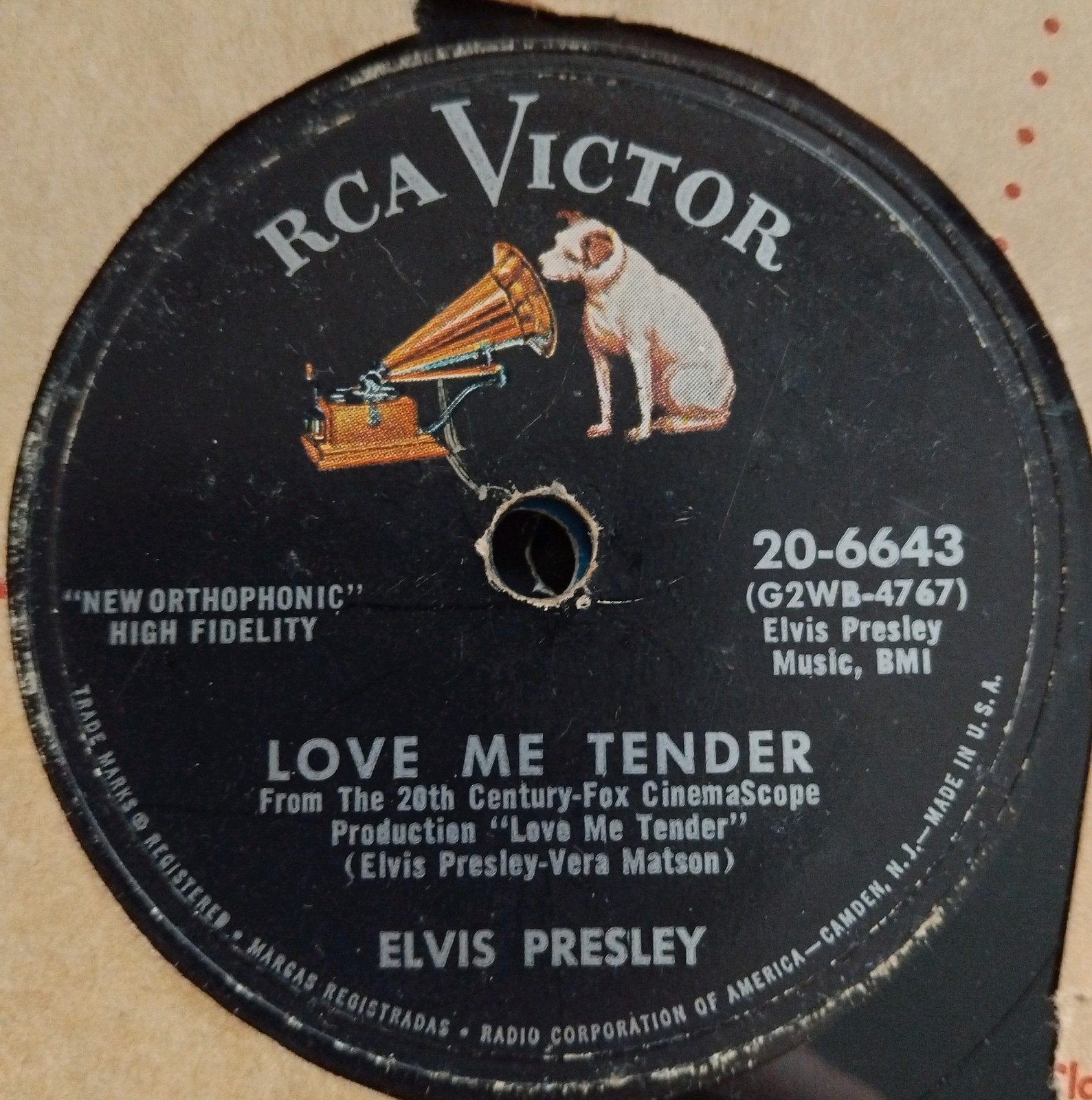 Elvis Presley - Love me tender, 78rpm, Ophalen of Verzenden, Gebruikt, 10 inch