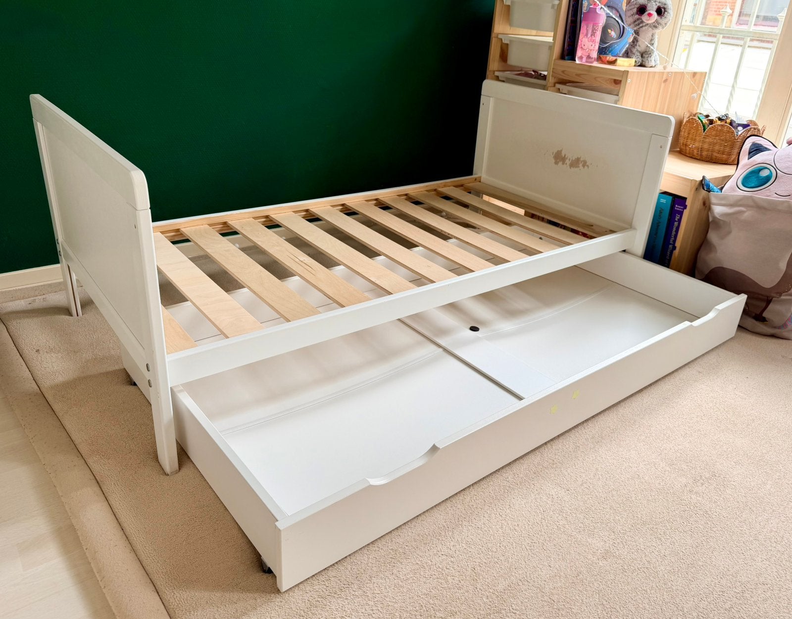 Petite Amélie 3-in-1 Convertible Bed + Mattress & Bedding, Ophalen, Gebruikt, 140 tot 160 cm, 70 tot 85 cm