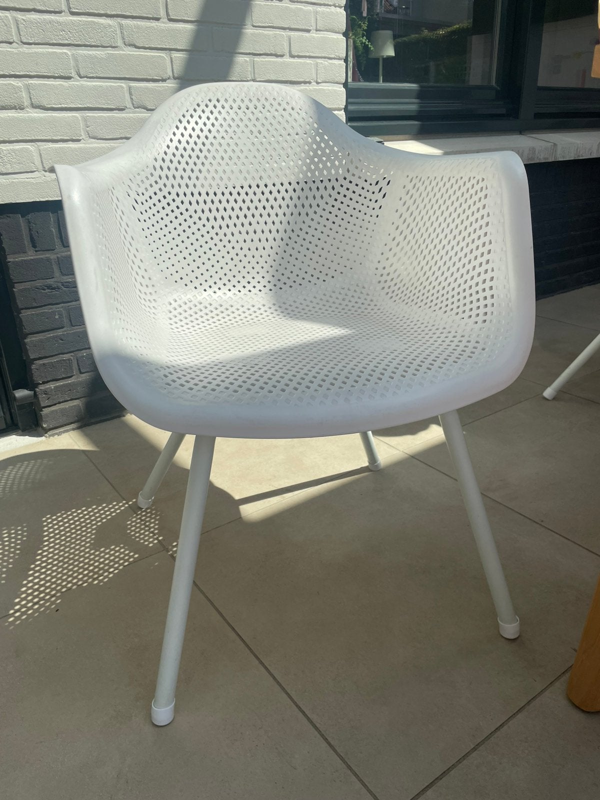 6 Witte tuinstoelen, Tuin en Terras, Ophalen, Gebruikt, Kunststof