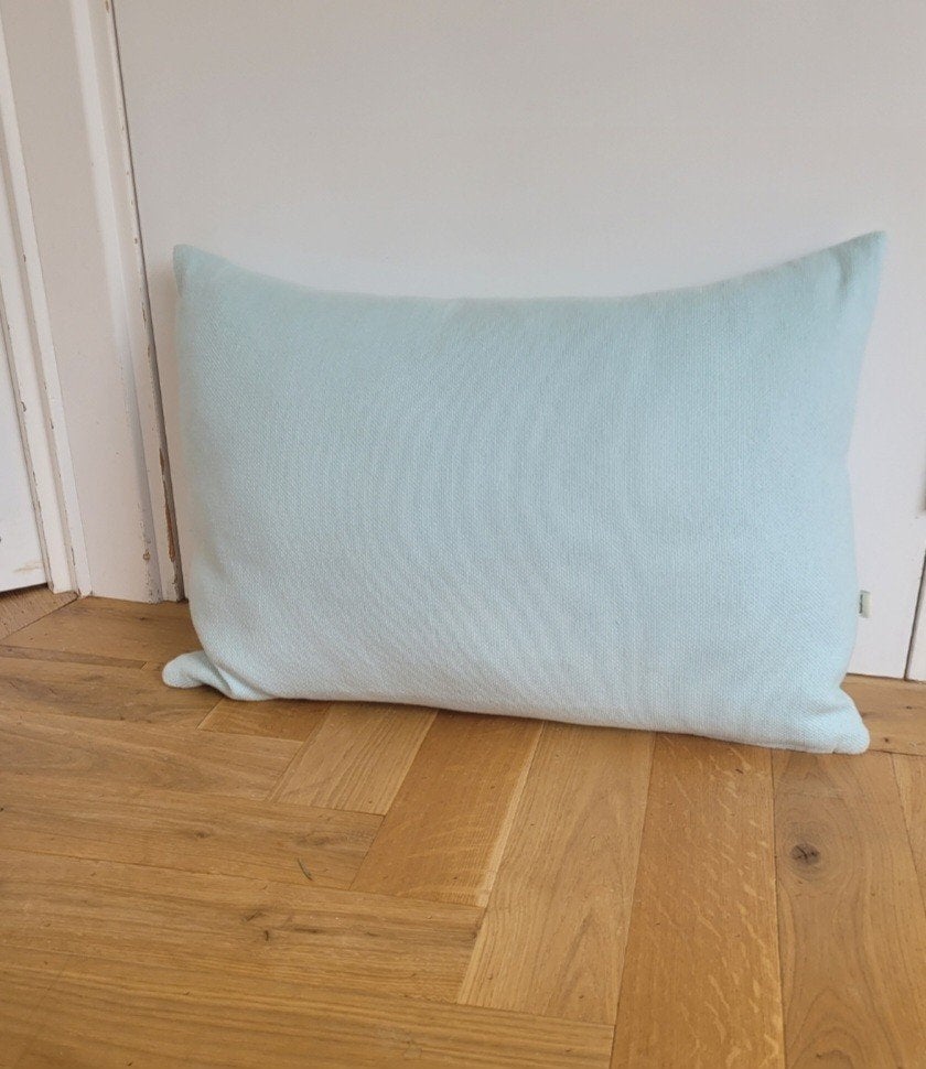 The souks kussen linnen Katoen turquoise licht blauw, Huis en Inrichting, Ophalen, Zo goed als nieuw, Blauw, Vierkant