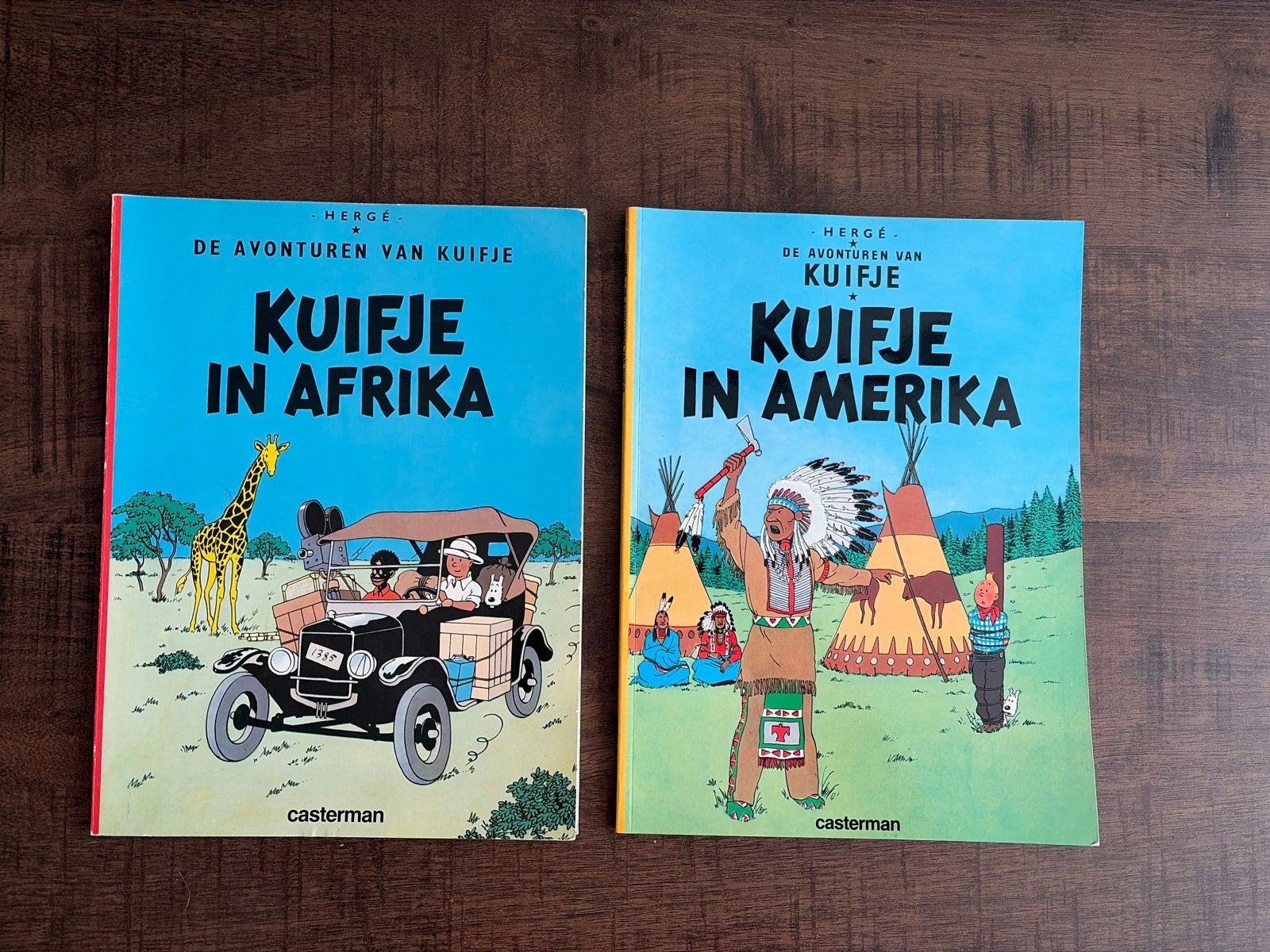 Kuifje in Afrika & Kuifje in Amerika - Hergé (Casterman), Boeken, Meerdere stripboeken, Ophalen of Verzenden, Gelezen
