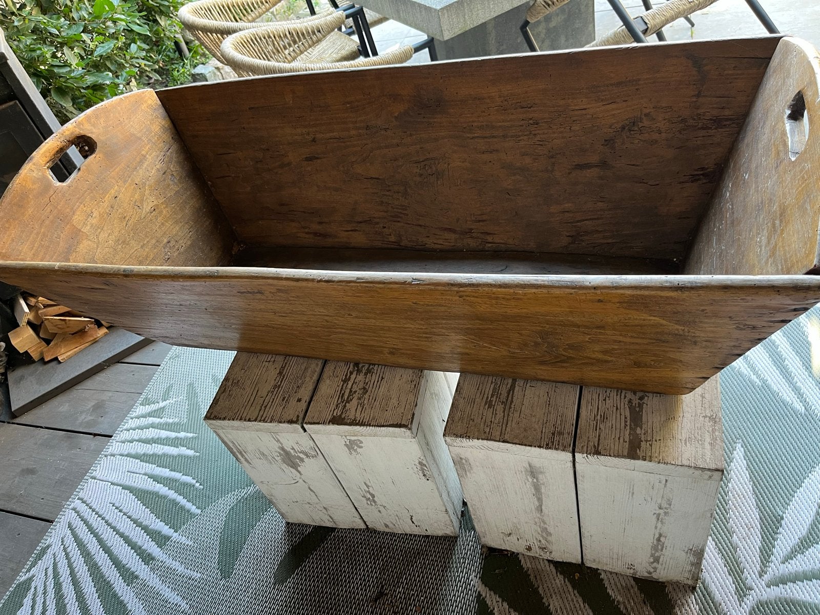 Antieke houten bak voor tijdschriften of hout, Antiek en Kunst, Ophalen