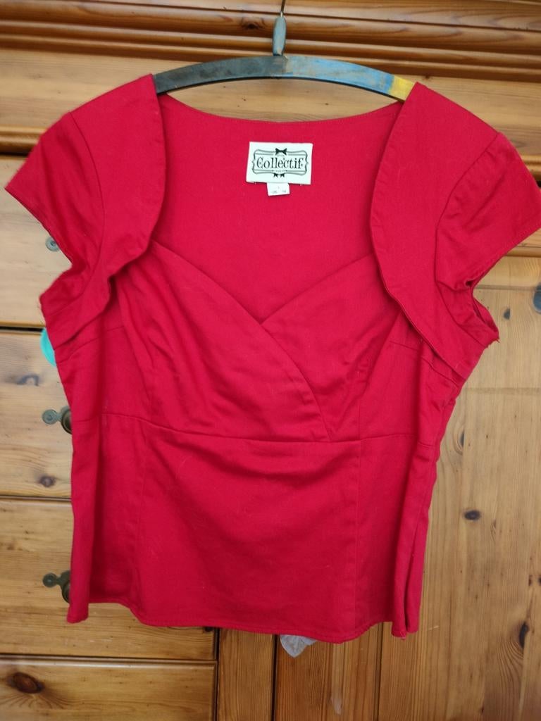 Collectif lipstick rode blouse L, Kleding | Dames, Collectif, Maat 42/44 (L), Nieuw, Ophalen of Verzenden