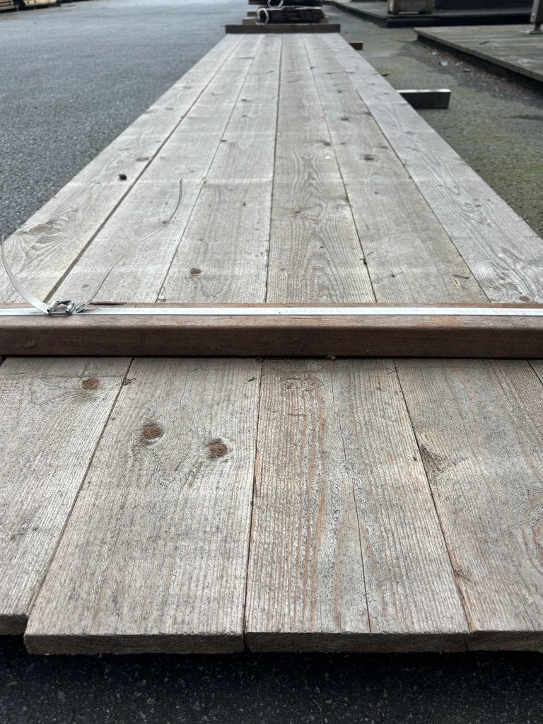 Vuren, groen geïmpregneerd, ruw 32x150mm 570cm nr. 745, Ophalen, Zo goed als nieuw, 250 cm of meer, Planken