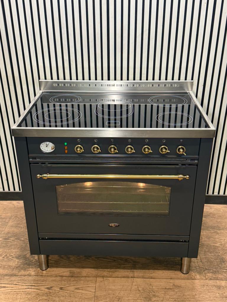 Luxe Boretti Fornuis Keramisch Incl. Afzuigkap 90x60 cm, Hete lucht, Fornello Esperta, Ophalen of Verzenden, Zo goed als nieuw
