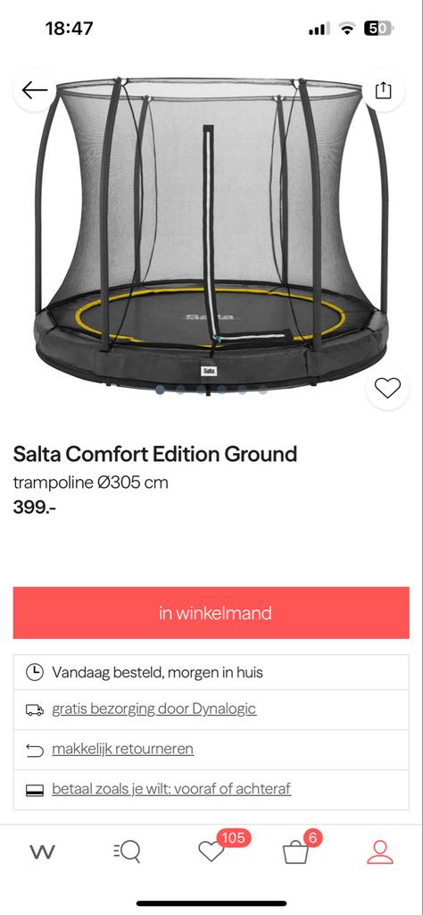 Salta Comfort Edition Ground Trampoline Ø305 cm, Ophalen of Verzenden, Nieuw