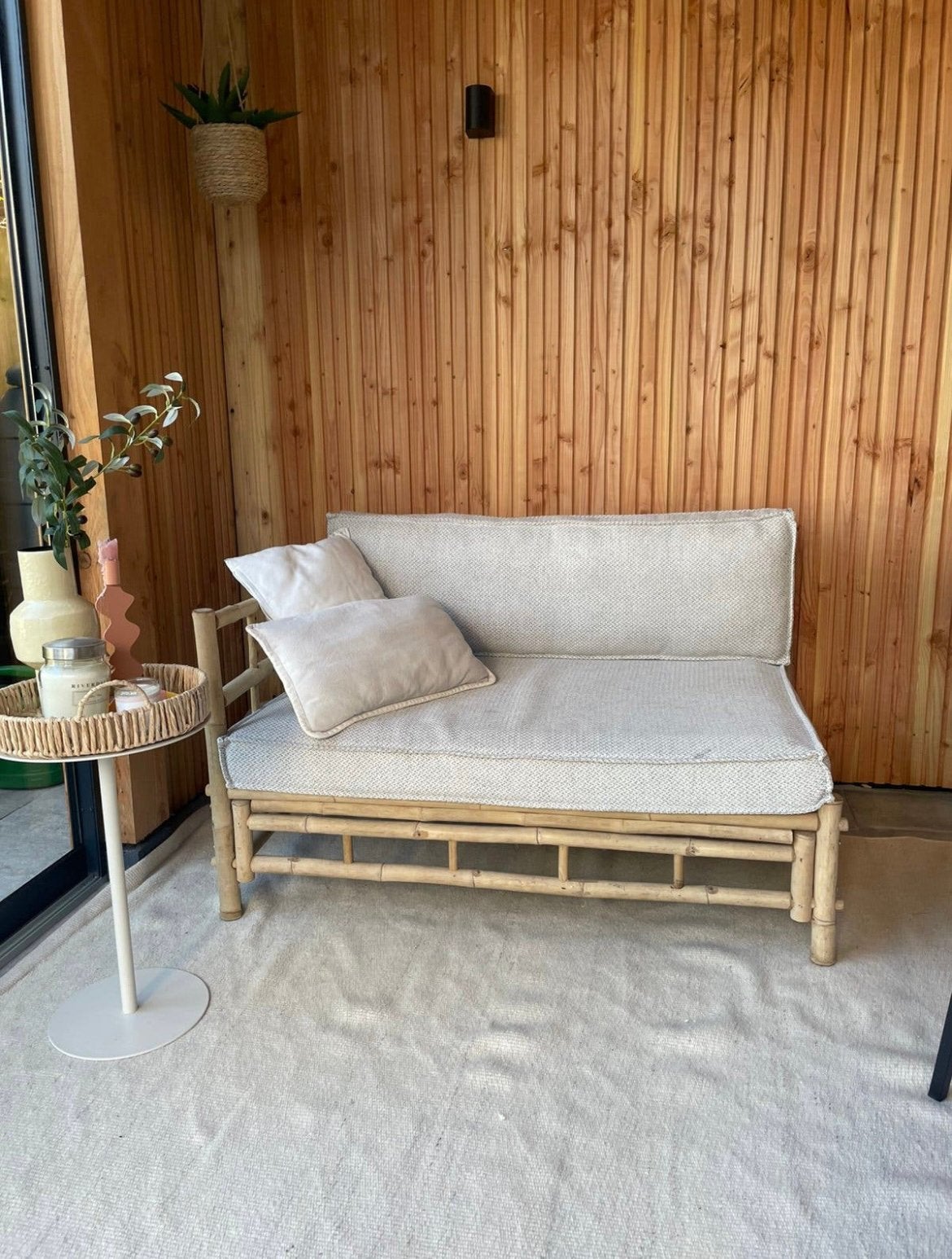 Tuinbankje bamboe / loungebank, Ophalen, Zo goed als nieuw, Hout