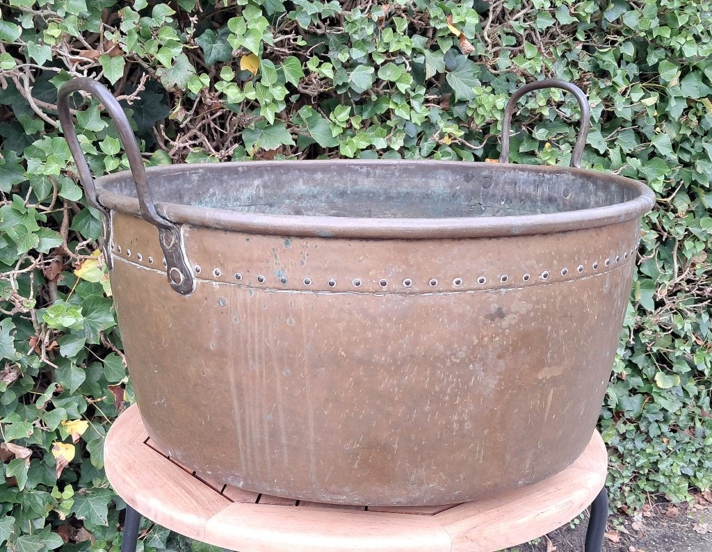 Grote bronzen teil doorsnede 66 cm hoogte 46 cm (handvat), Ophalen, Gebruikt, Schaal, Rond