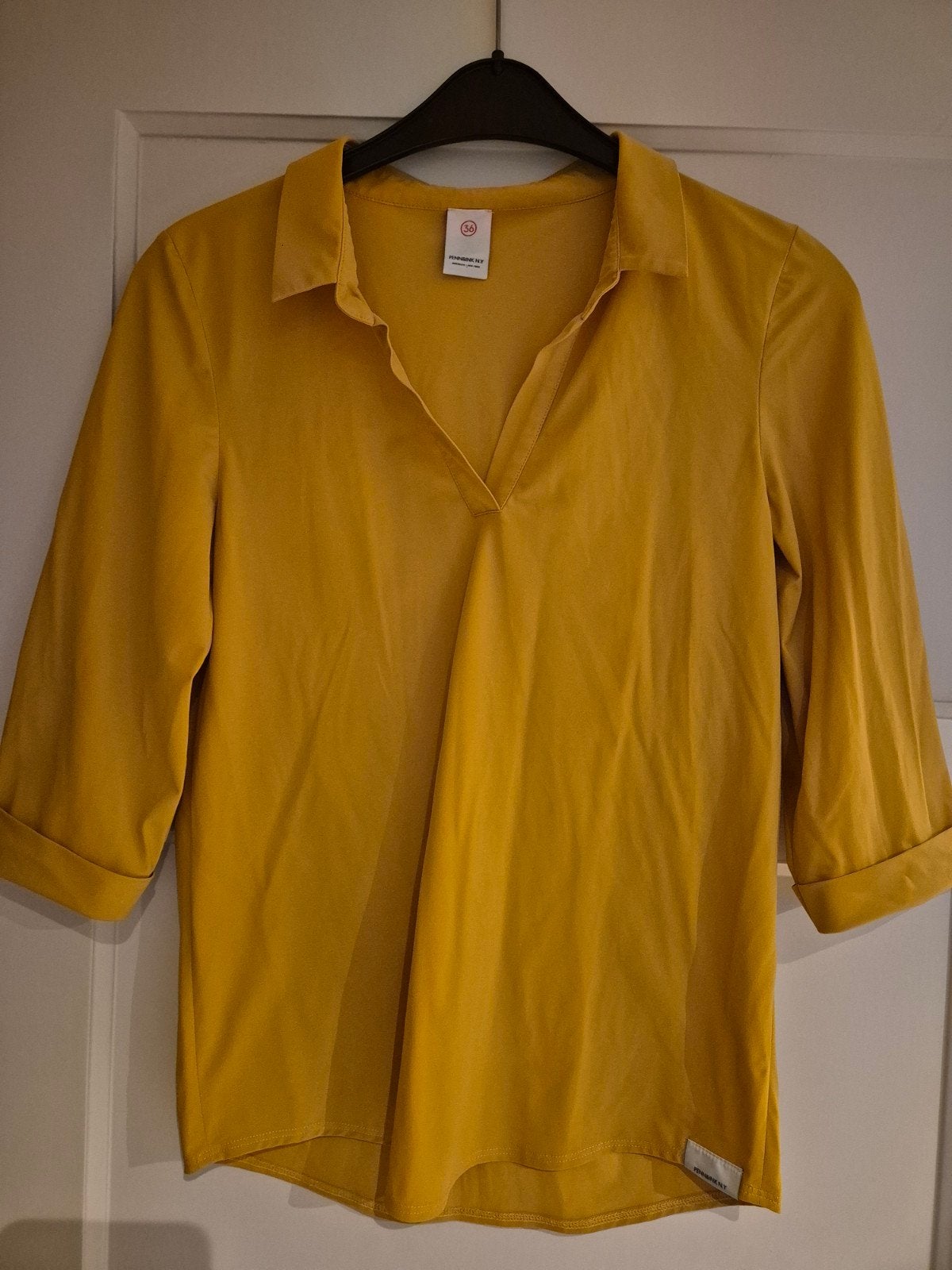 Okergele blouse met driekwart mouwen van Penn&Ink N.Y., Geel, Ophalen of Verzenden, Zo goed als nieuw, Korte mouw