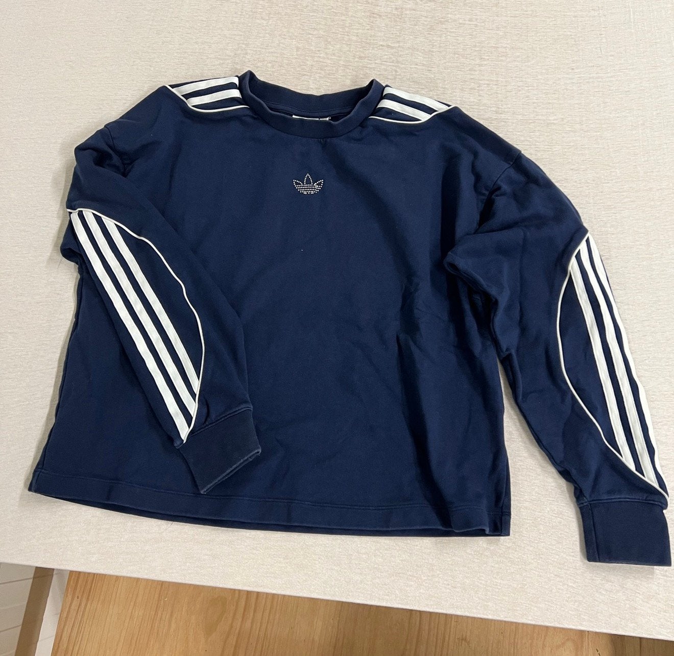 Adidas fm1934 dame dames sweater XS blauw met witte strepen, Blauw, Ophalen of Verzenden, Zo goed als nieuw, H
