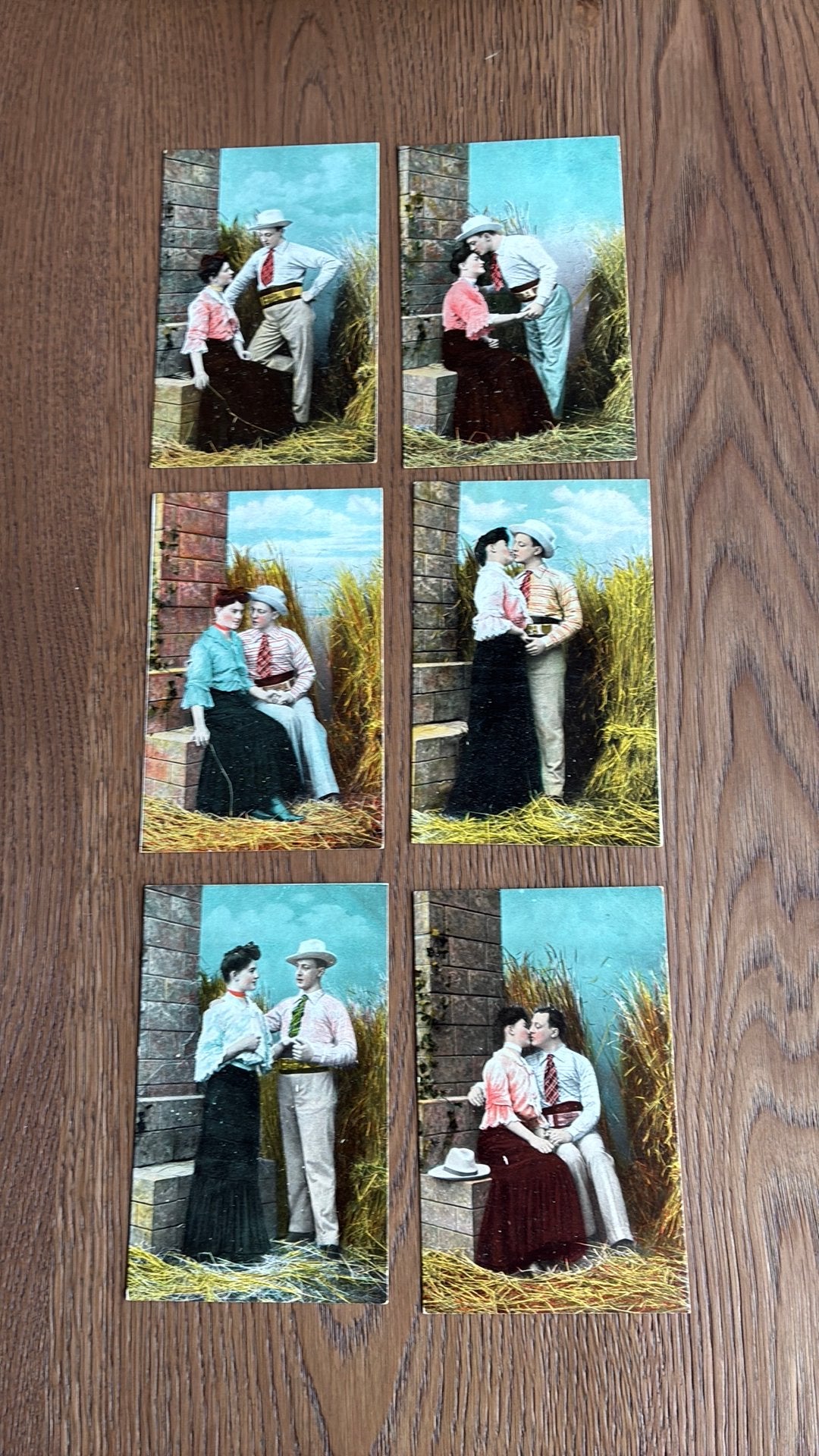 Romantiek. Serie van 6.Toenadering zoeken ….. de kus, Ophalen of Verzenden, Voor 1920