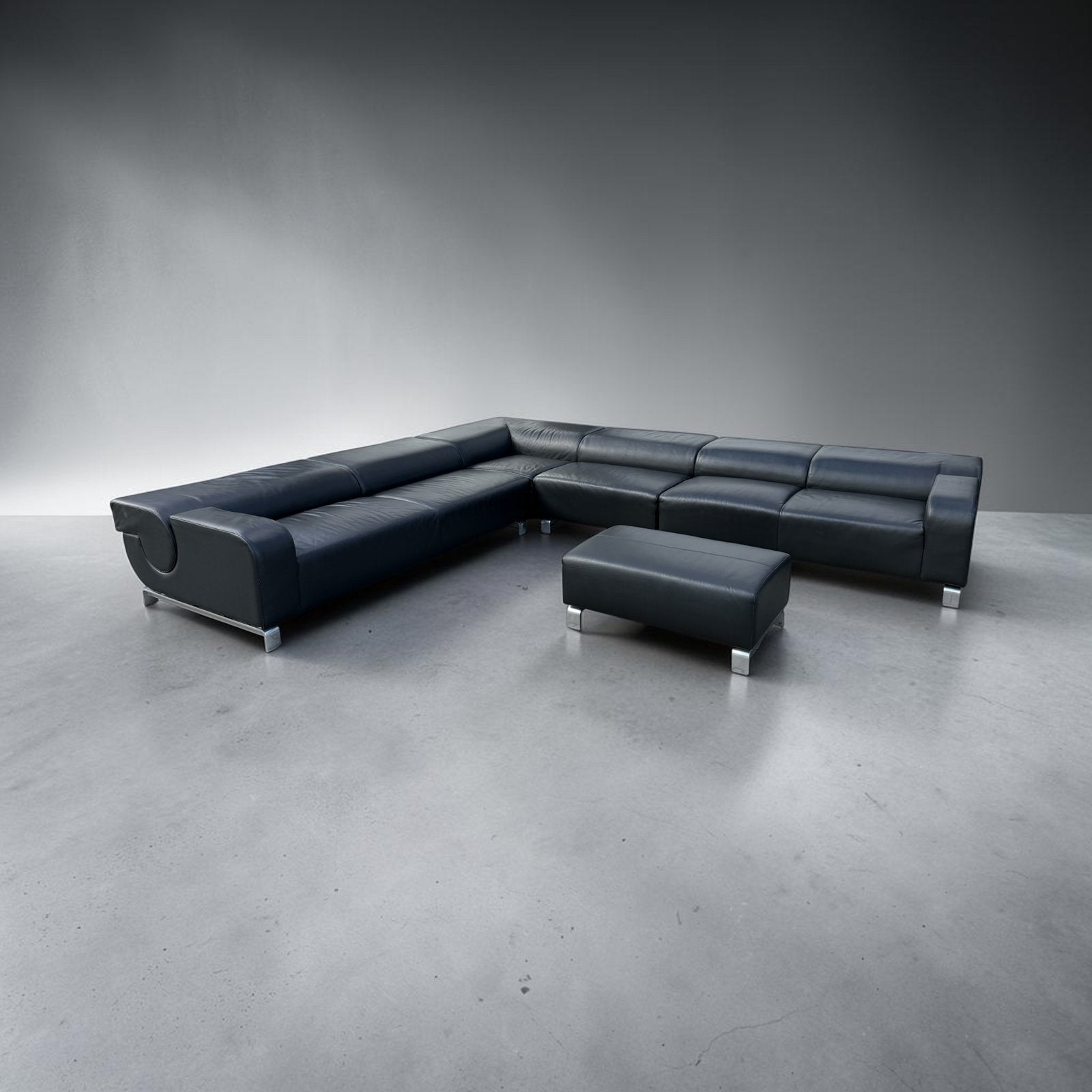 LEOLUX B-FLAT HOEKBANK + HOCKER | IN PRACHTIGE STAAT, Huis en Inrichting, Hoekbank, 300 cm of meer, Leer, Ophalen of Verzenden