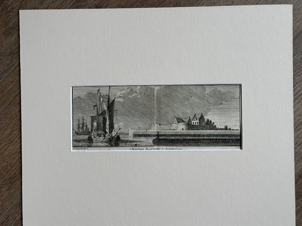 1742 - 250 jaar - Kasteel rammekes Middelburg P0850-11, Ophalen of Verzenden, Ets, 1700 - 1799