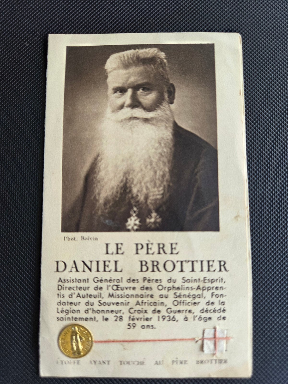 Zeldzame bidprent Pater Daniel Brottier (1874-1936), Verzamelen, Ophalen of Verzenden, Gebruikt, Kaart of Prent, Christendom | Katholiek