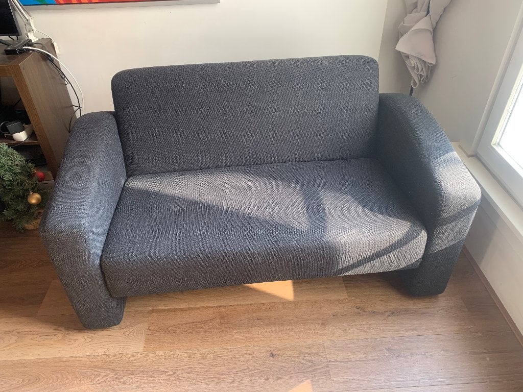 Dark Grey 2-Seater Sofa / Loveseat – Compact Fabric Couch, Gebruikt, Tweepersoons, 75 tot 100 cm, Ophalen of Verzenden