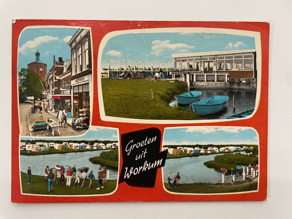 D868 Oude ansichtkaart Friesland : Groeten uit Workum, Ophalen of Verzenden, Gelopen, Friesland