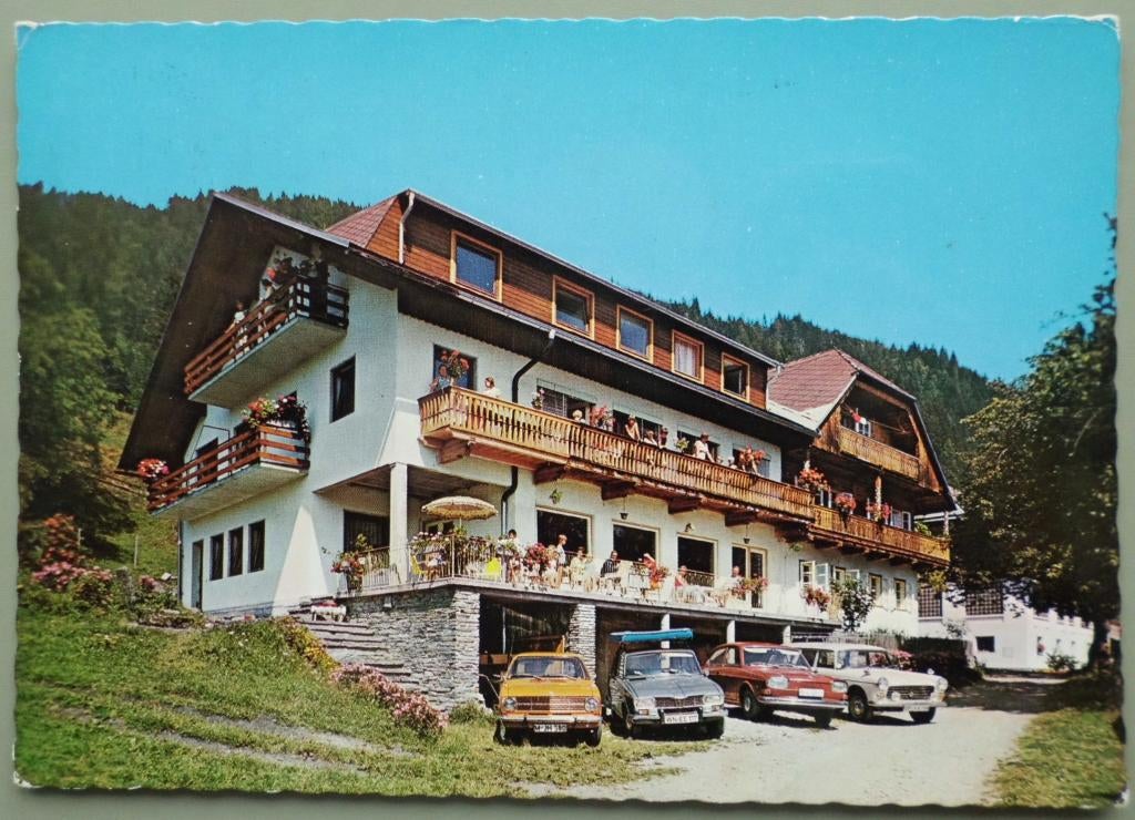 Feldkirchen - Oostenrijk - Pension - oude autos - Peugeot, Ophalen of Verzenden, 1980 tot heden, Gelopen, Oostenrijk
