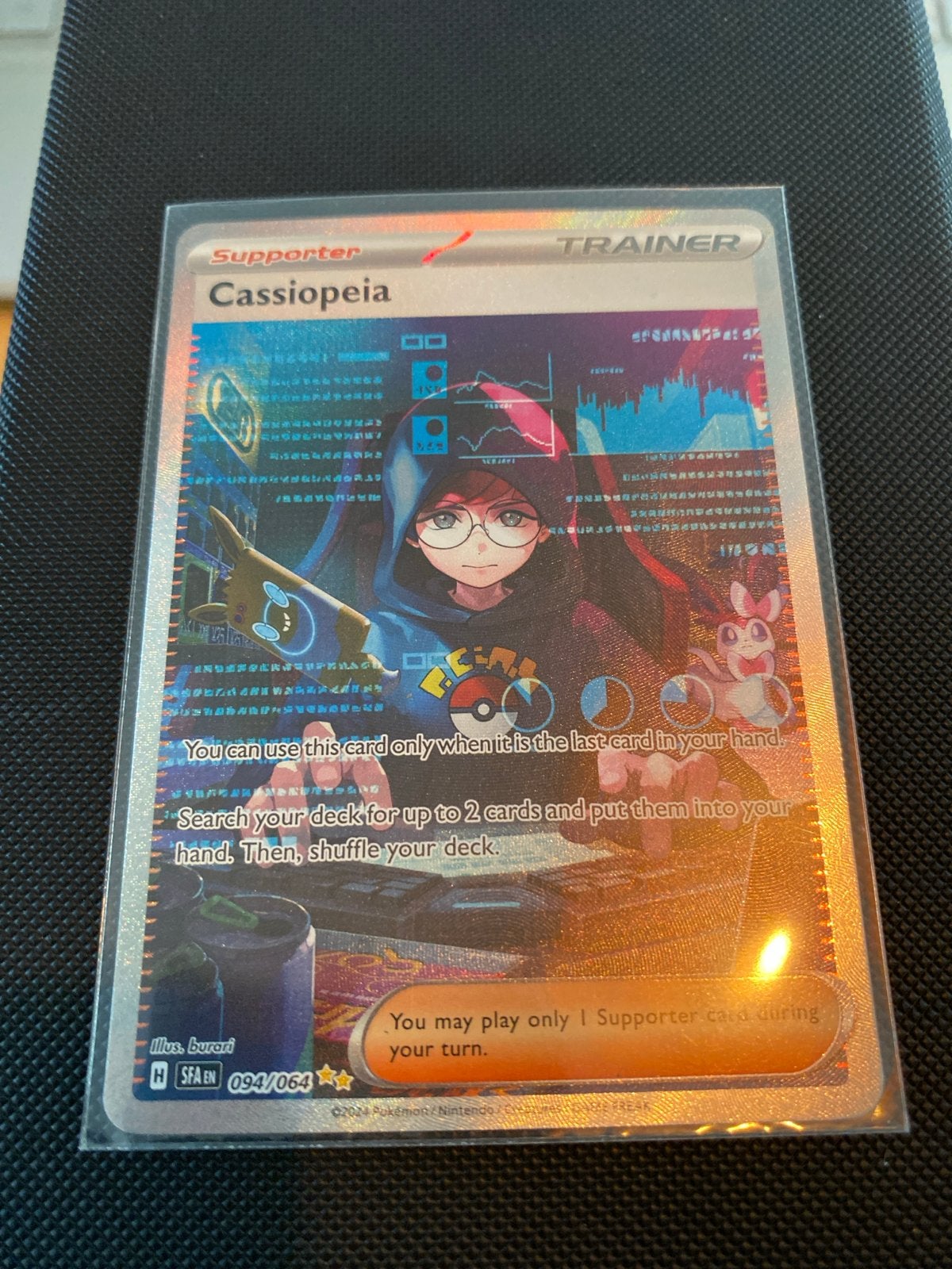 Pokemon TCG Cassiopeia Supporter Trainer Kaart 094/064, Ophalen of Verzenden, Zo goed als nieuw, Losse kaart, Foil