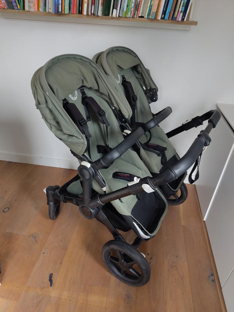 Bugaboo Donkey Twin 5 duowagen forest green, Gebruikt, Ophalen, Kinderwagen, Duowagen
