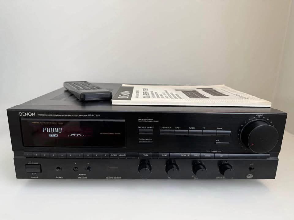 Denon DRA-735R stereo receiver met RC-136 afstandsbediening, Ophalen of Verzenden, Zo goed als nieuw, Denon