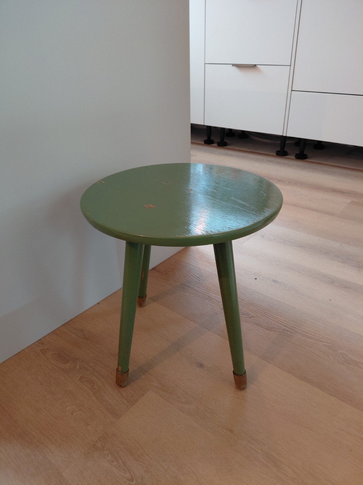 Groen houten krukje - Vintage stijl, Ophalen, Gebruikt, Hout