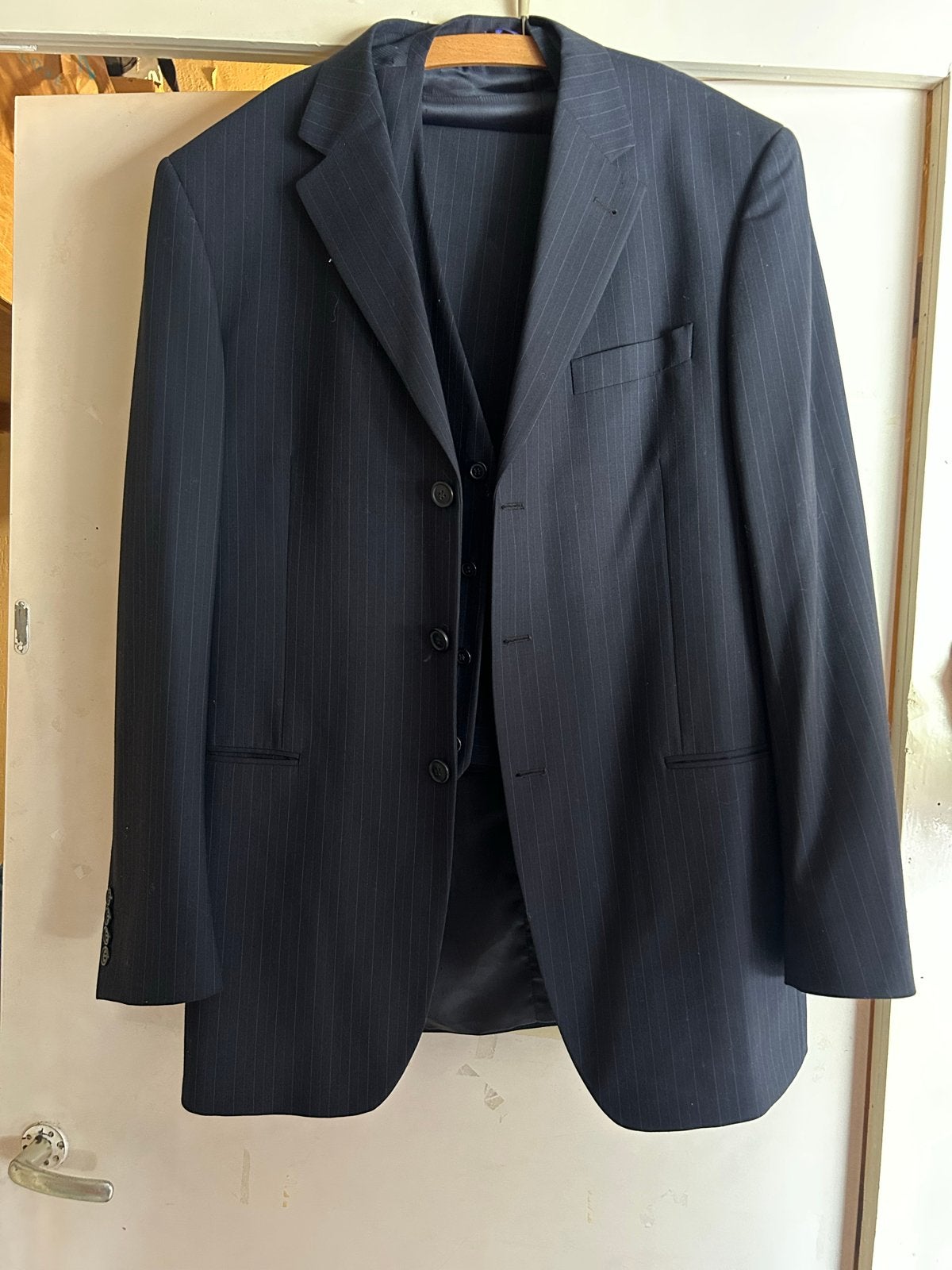 Taylor & Wright Heren Pak - Donkerblauw Gestreep, Ophalen of Verzenden, Zo goed als nieuw, Maat 52/54 (L), Blauw