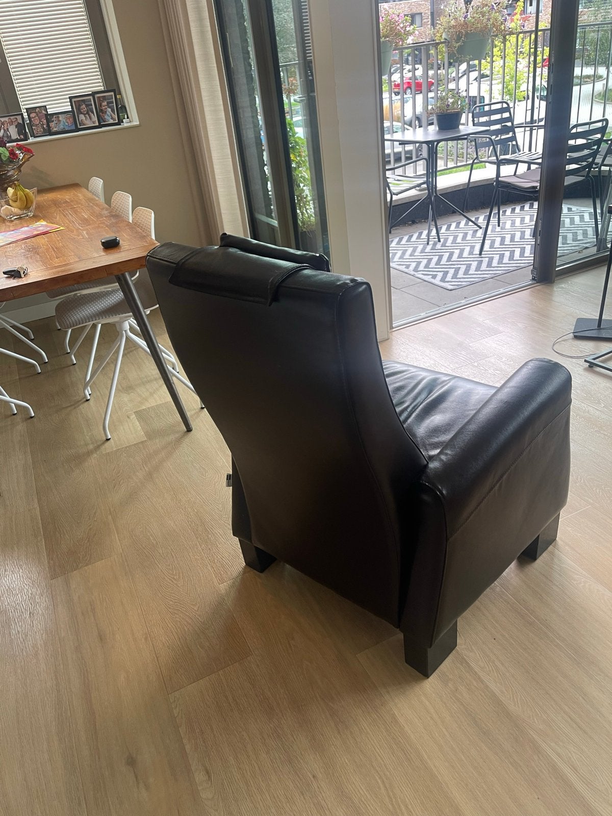 Comfortabele lederen fauteuil - Donkerbruin, Huis en Inrichting, Ophalen, Gebruikt, Leer, 75 tot 100 cm