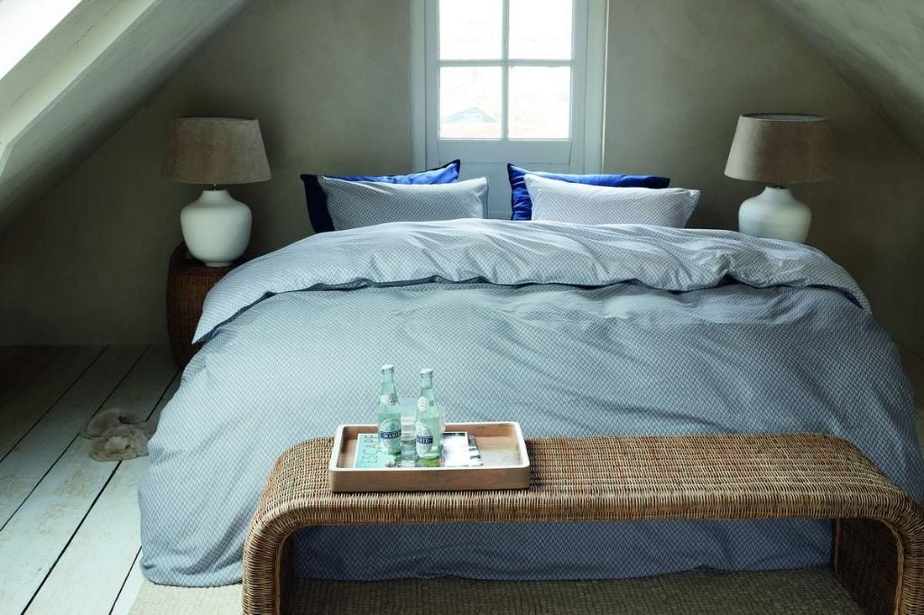 Riviera Maison Dekbedovertrek Emery blauwgrijs -50% NIEUW, Eenpersoons, Dekbedovertrek, Katoen, Nieuw