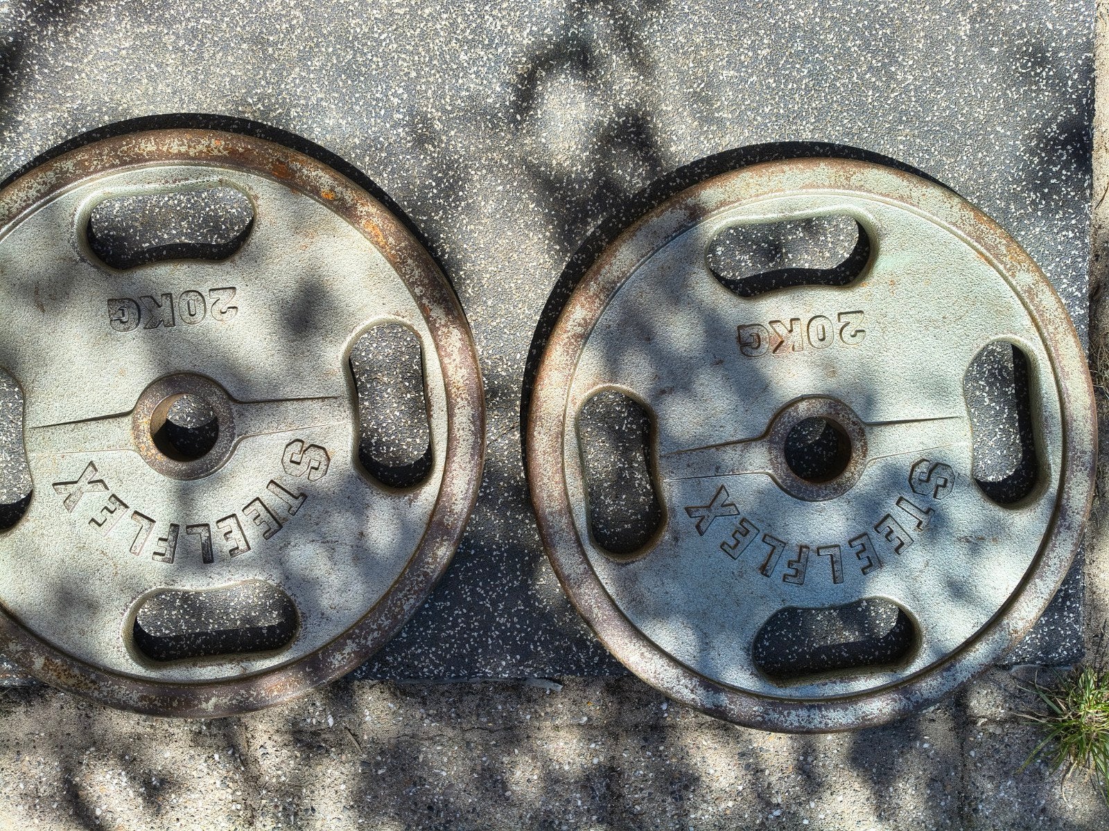 Gietijzeren halterschijven 20kg 50mm per set van 2, Sport en Fitness, Ophalen, Gebruikt, Halterschijven