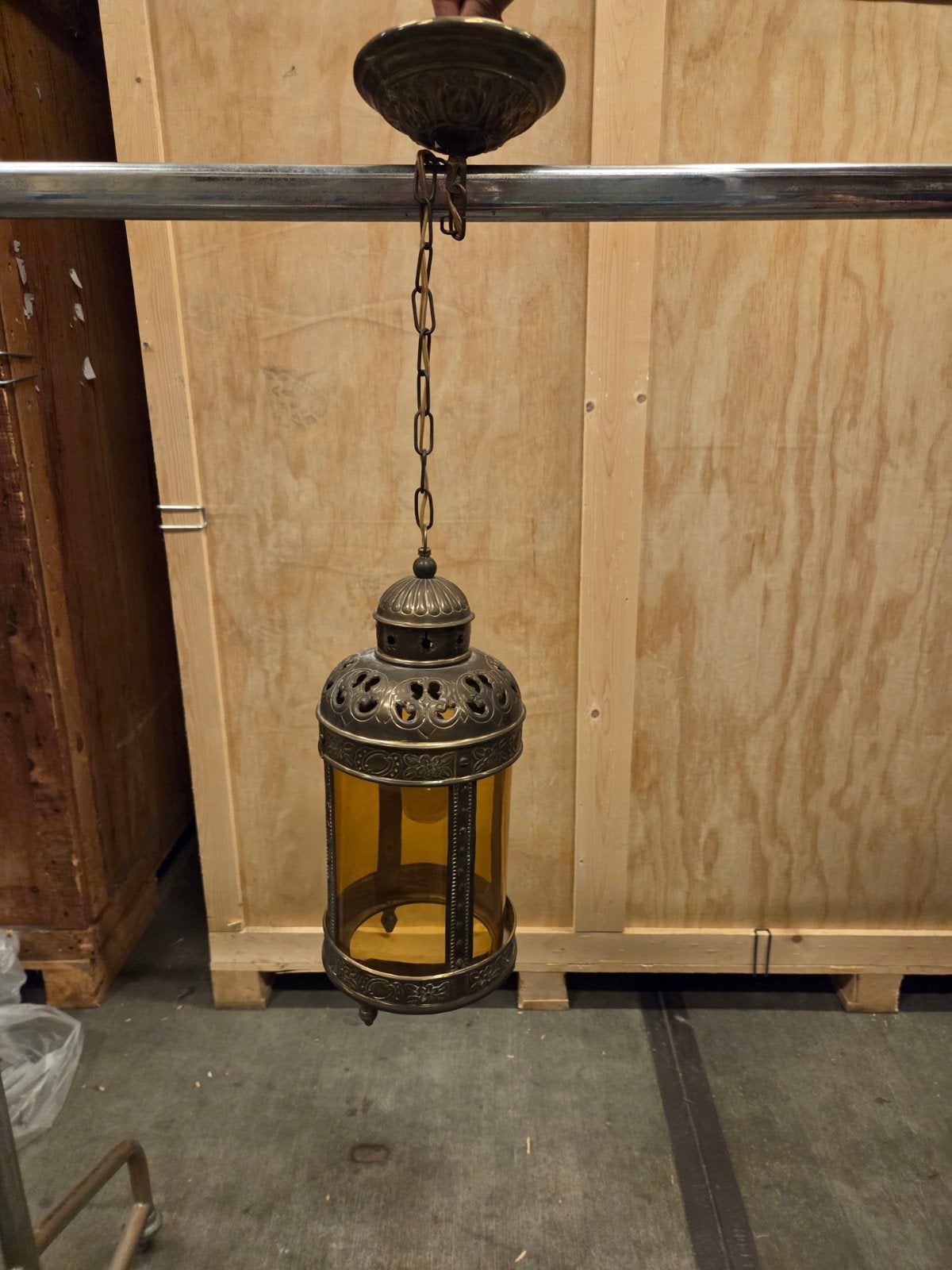 Antieke koperen, koper lamp hanglamp tafellamp, Ophalen