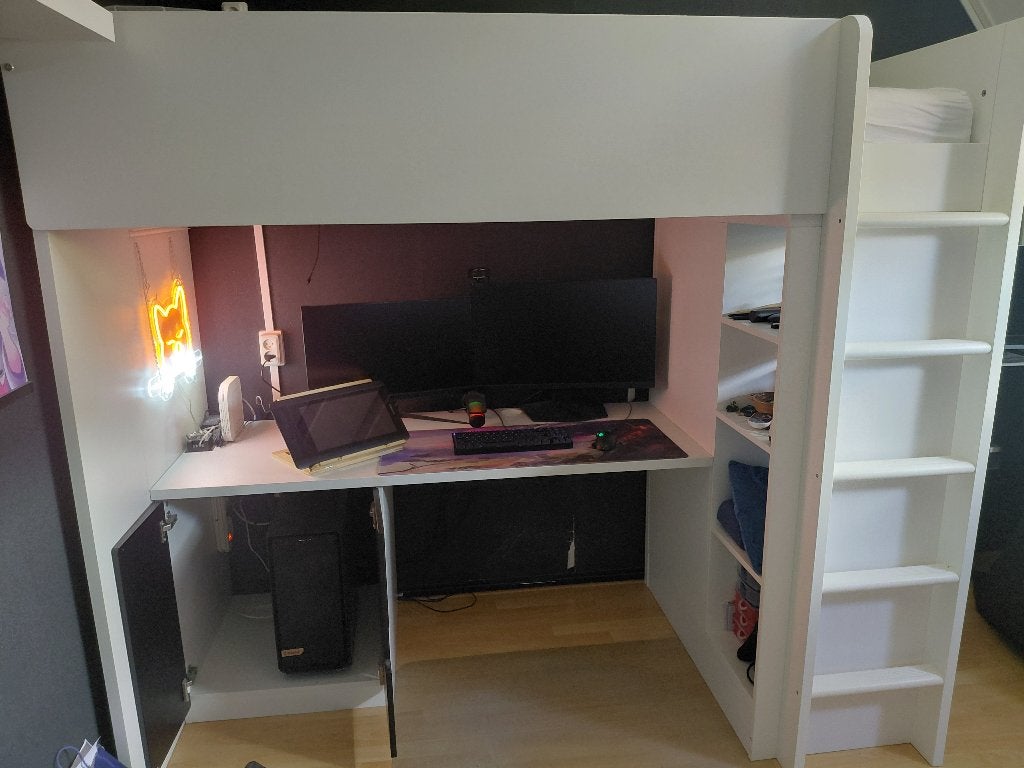 Smastad ikea hoogslaper - combi - wit/zwart, Ophalen, Gebruikt, 90 cm, Eenpersoons