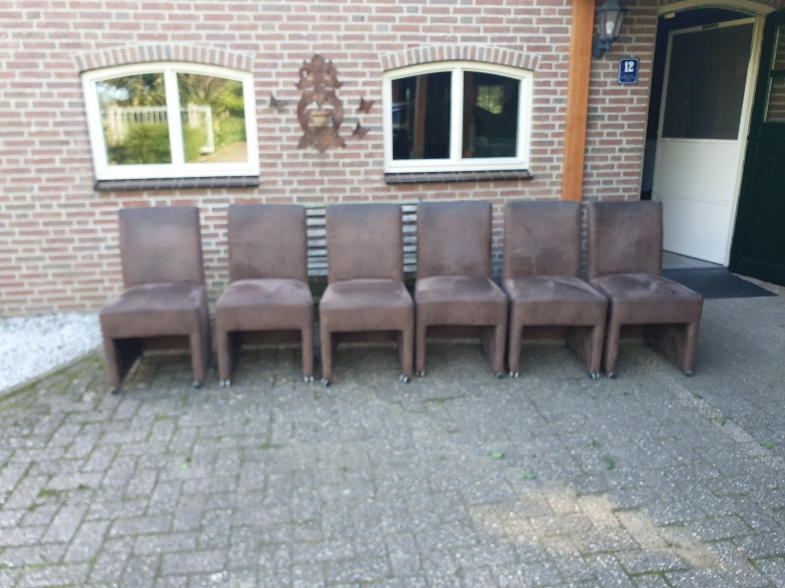 keukenstoelen op wieltjes, Huis en Inrichting, Ophalen, Bruin, Stof, Vijf, Zes of meer stoelen