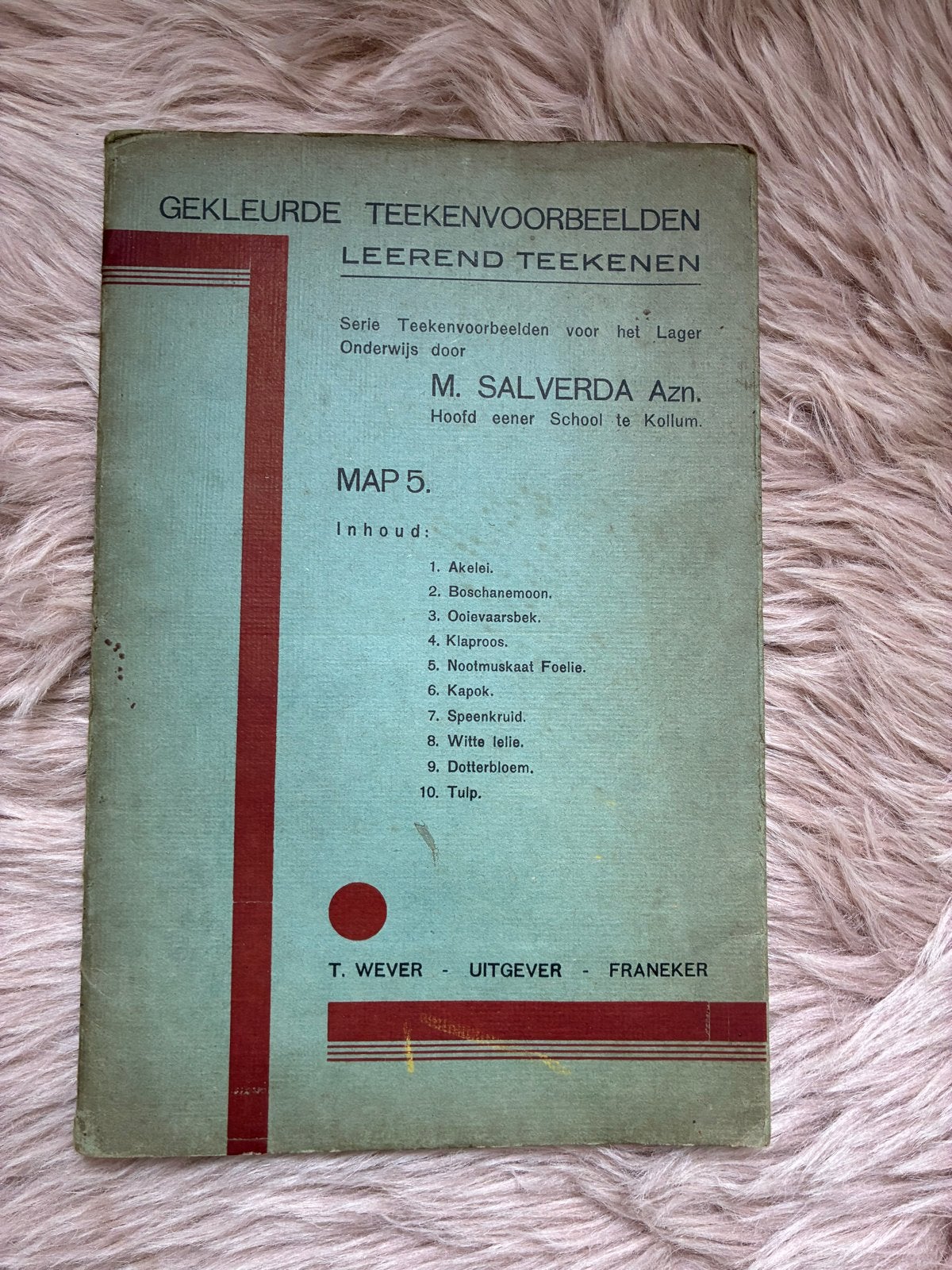 Vintage map met 10 tekenvoorbeelden, Ophalen of Verzenden, Gebruikt, Boek of Gids