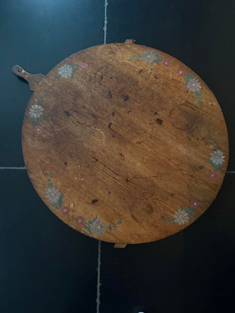 Antieke houten kaasplank met handvat, Ø 70 cm, Antiek en Kunst, Ophalen