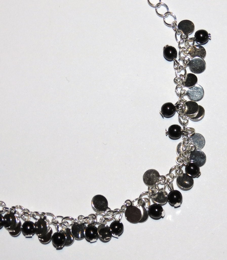 Zilverkleurig enkel arm bandje met zwarte kralen - 25cm, Marktplaats@koningsieraden.nl, Overige materialen, Verzenden, Zwart