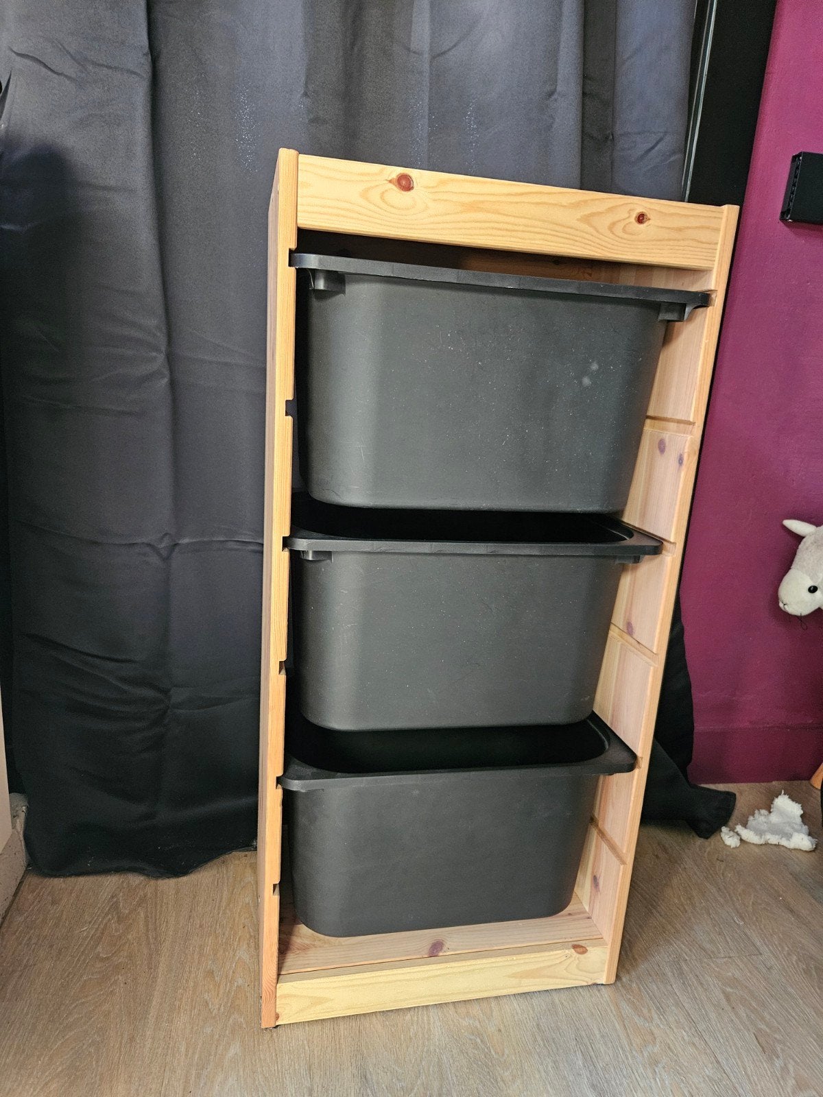 Ikea Trofast opbergmeubel met 3  zwarte bakken, Ophalen, Gebruikt, Minder dan 50 cm, 90 tot 105 cm