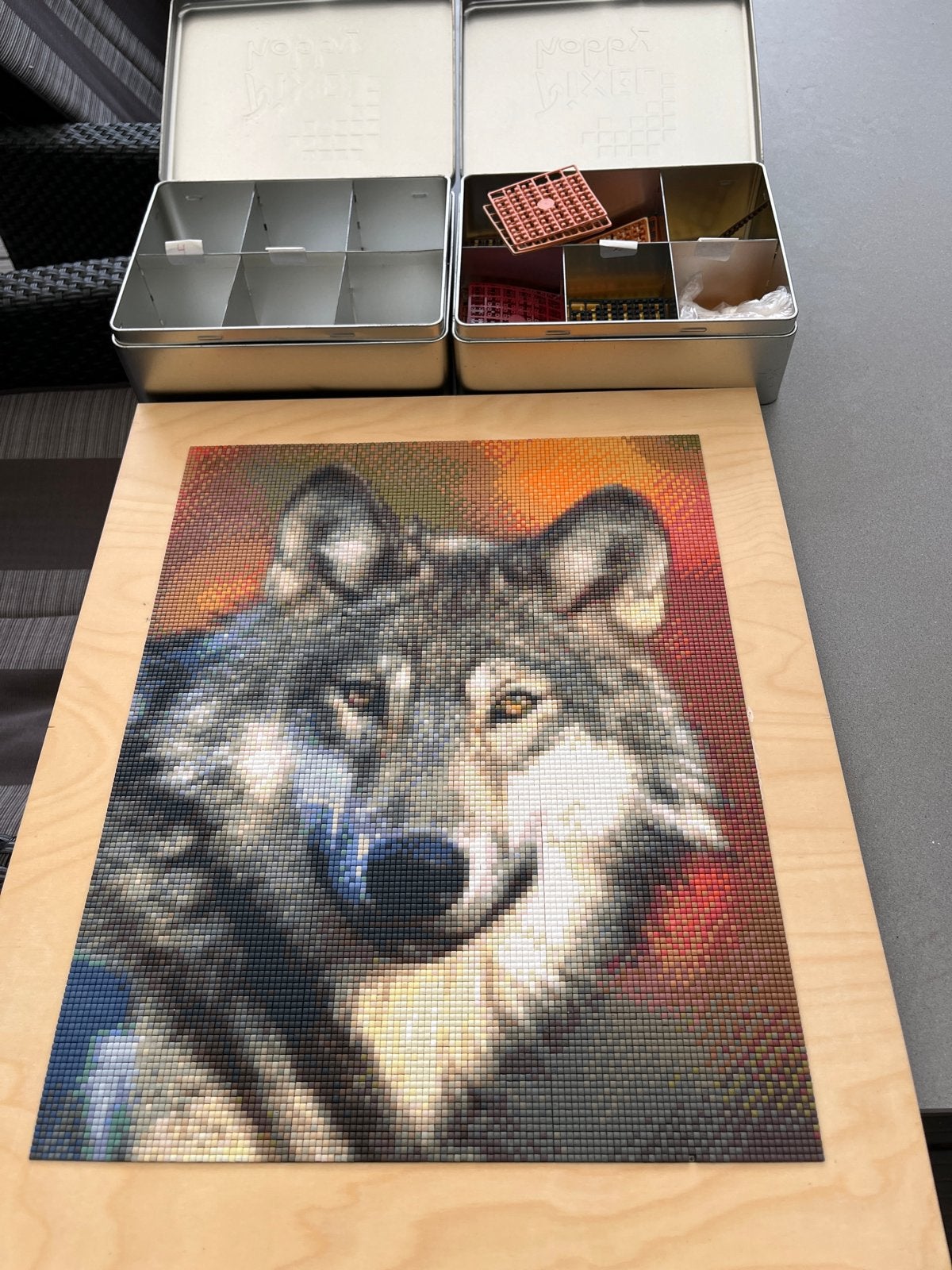 Pixelhobby  wolf compleet met opbergblikken, Dieren, Nieuw, Meerkleurig, Ophalen of Verzenden
