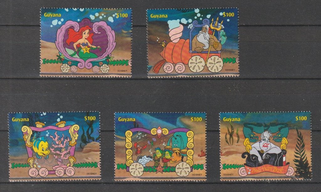 DISNEY = MERMAID TREIN = compl.sv5st GUYANA-Y4764A, Verzenden, Postfris, Overige thema's