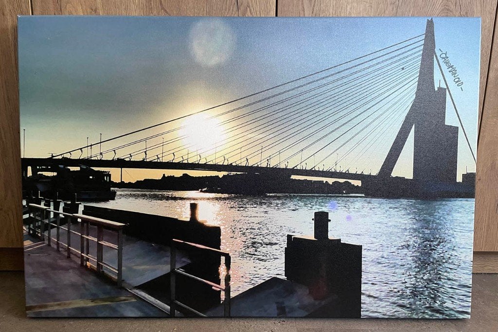 Caveman010 Canvas Schilderij Rotterdam Brug 90x 60 cm., Ophalen of Verzenden