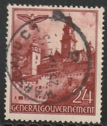 Generalgouvernement 1940 45 Burg 24gr, Gest, Ophalen of Verzenden, Overige periodes, Gestempeld