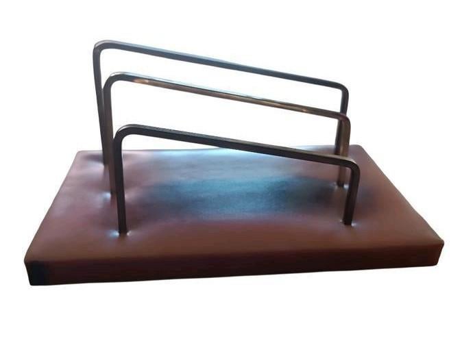 Vintage Brievenhouder Leder & Messing | Mid-Century Design, Ophalen of Verzenden